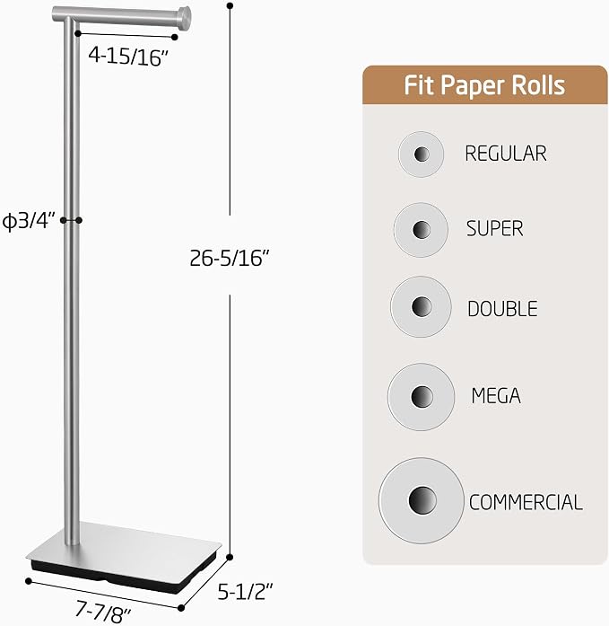 KES Freestanding Toilet Paper Holder Stand 26.2 Inch, Toilet Paper Roll Holder - Image 5