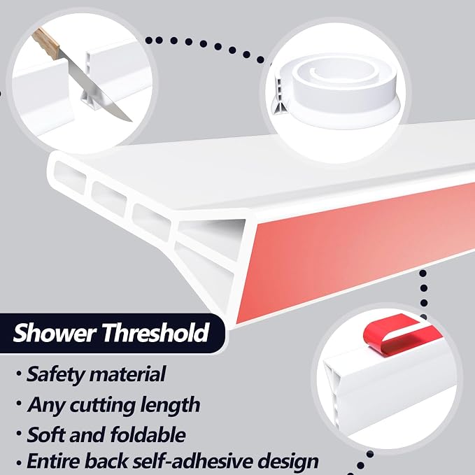 Raycity 3" High Shower Threshold Water Dam 59 IN Collapsible Shower Water - Image 6