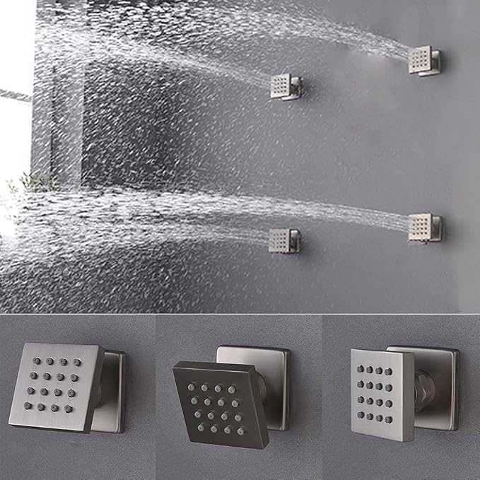 Bathroom Shower Faucet Set Brushed Nickel 12 Inch Wall Mounted Rainfall Shower - Image 4