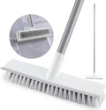Floor Scrub Brush with Long Handle 54''- Stiff Bristle 2 in 1 Shower Scrubber by SUPERWASHPLUS