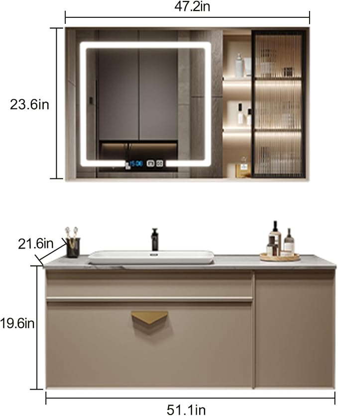 Bathroom Vanity with Sink - 52IN Floating Bathroom Vanity Include Smart LED - Image 2