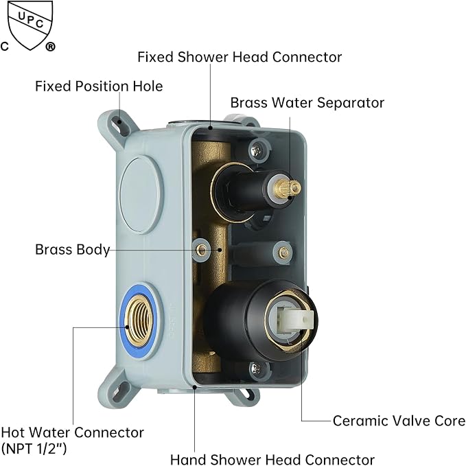 BESy Shower System with 10 Inch Round Rain Shower Head and Handheld Wall Mounted - Image 5