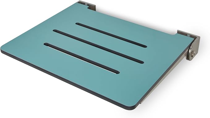 18 inch Silhouette Slimline Folding Wall Mount Shower Bench Seat, Teal Seat - Image 7