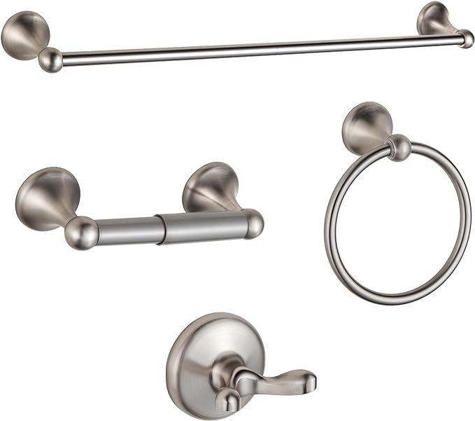 BGL Bathroom Accessory Set, Brushed Nickel Adjustable Expandable Towel Bar by BGL