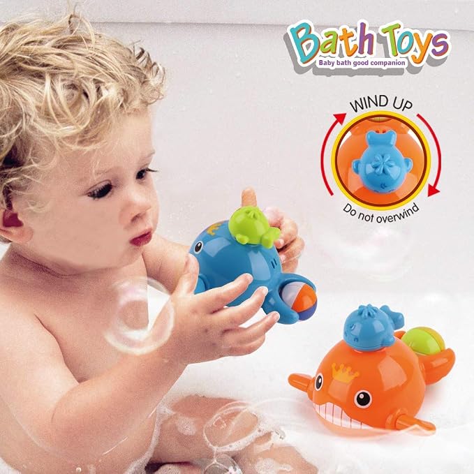 Dwi Dowellin Bath Toys Fishing Games Swimming Whales Bath Time Bathtub Toy - Image 3