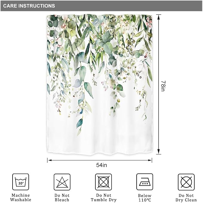 Riyidecor Small Green Eucalyptus Leaves Shower Curtain - Image 5