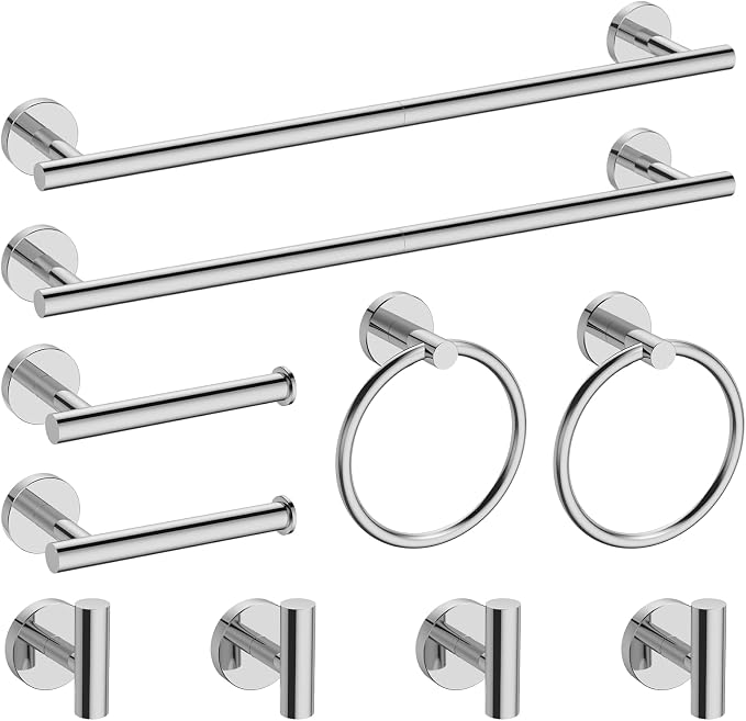 Newfun 10-Pieces Bathroom Hardware Set, Includes 24 Inch Towel Racks by Newfun