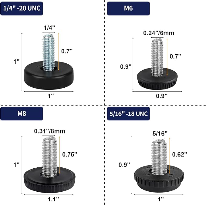 5/16"-18 Thread Levelers, Screw in Leveling Feet - Image 5