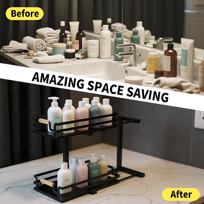 MIKEE Under Sink Organizer, 2 Tier Under Sink Organizers and Storage, Bathroom - Image 6