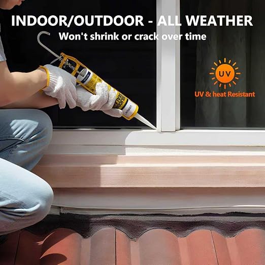 White Advanced Silicone Caulk, 100% Waterproof Silicone Sealant Indoor Outdoor - Image 5