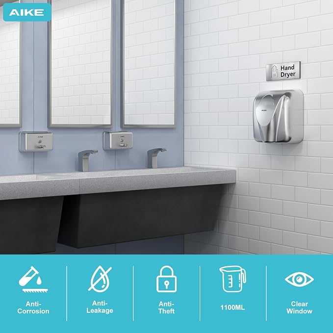 AIKE AK1005 Commercial Soap Dispenser – 37oz Capacity, Brushed Stainless Steel - Image 6