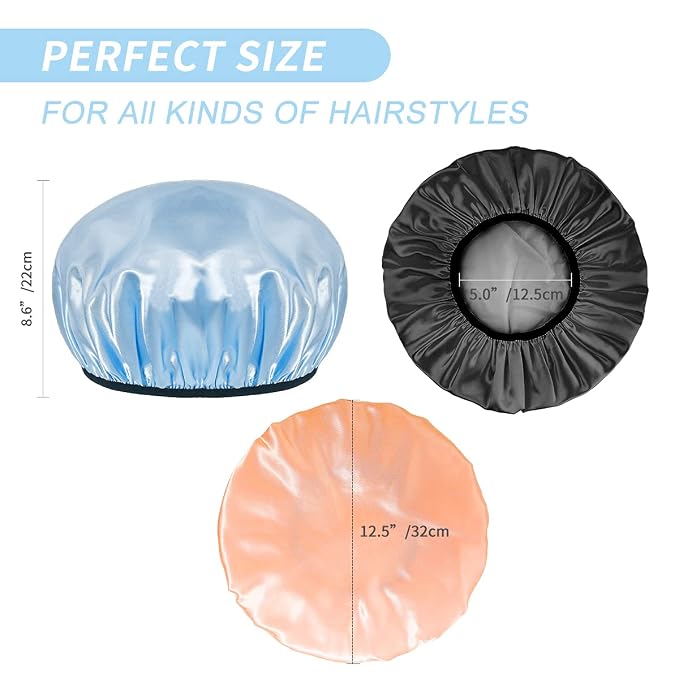 Aquior Shower Cap, Premium Soft Silky Satin Reusable Hair Cap - Image 2