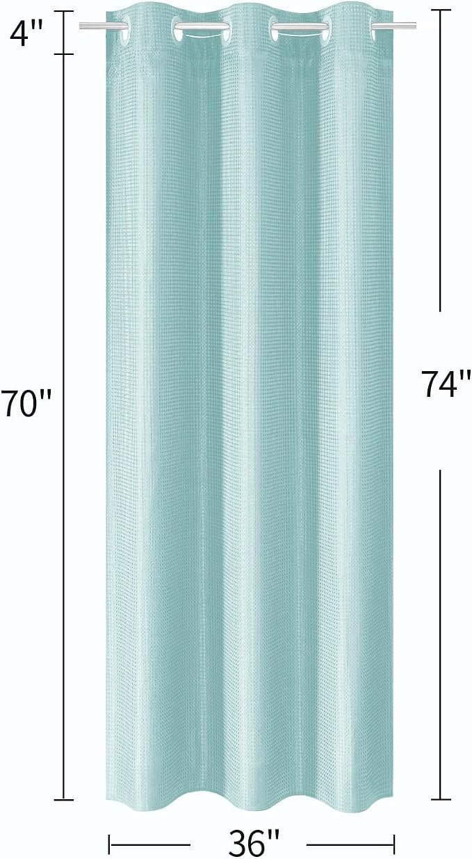MitoVilla Teal Waffle Small Stall Shower Curtain Liner Set 36 x 74, No Hooks - Image 2