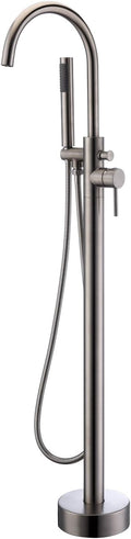 Freestanding Tub Filler Bathtub Faucet Brushed Nickel Floor Mount Single Handle by ArtiquaSanitaryWare