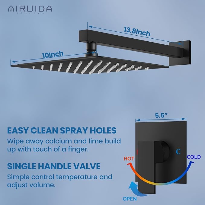 Airuida Shower Faucet Set Bathroom Rain Shower System SUS304 Stainless Steel - Image 8