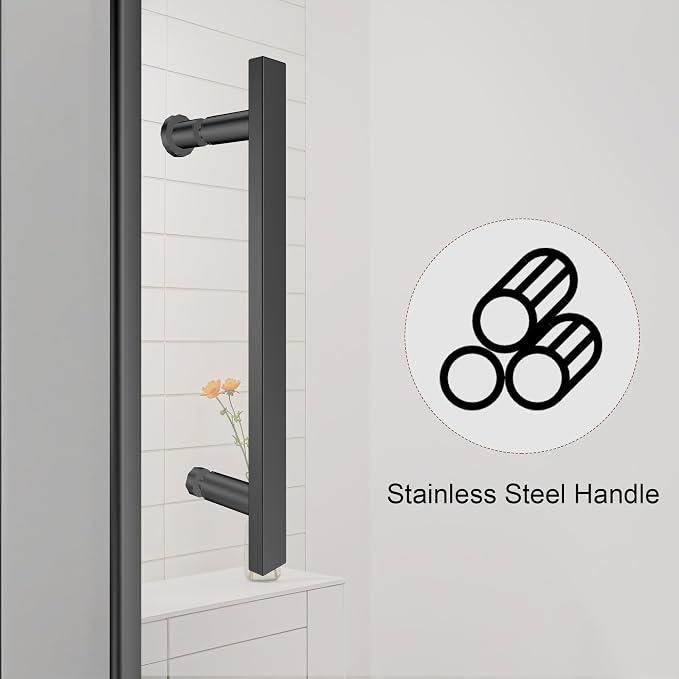 36-Inch Black Shower Door – 72" Height – 115° Opening – Magnetic Seal – - Image 6