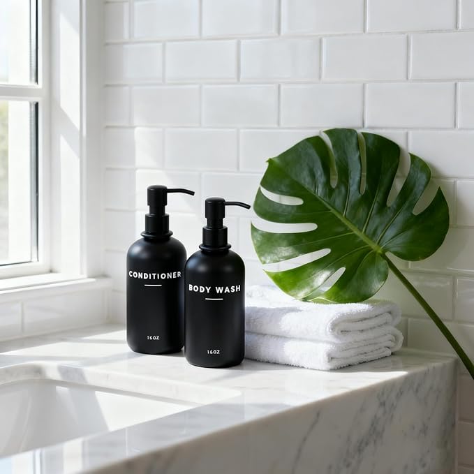 Set of 3 Shampoo and Conditioner Dispenser - 16oz Durable Shower Soap Dispenser - Image 5