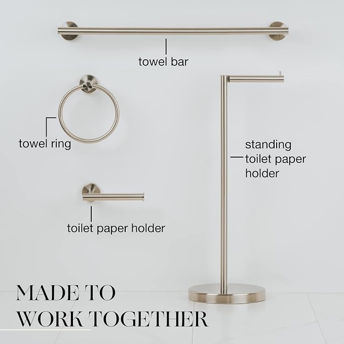 Marmolux Acc - Free Standing Toilet Paper Holder Stand Brushed Steel Finish 1pc - Image 9