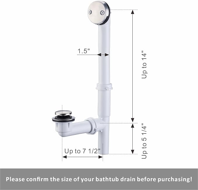 Brushed 1-1/2" Tubular Bath Drain Kit - Image 3