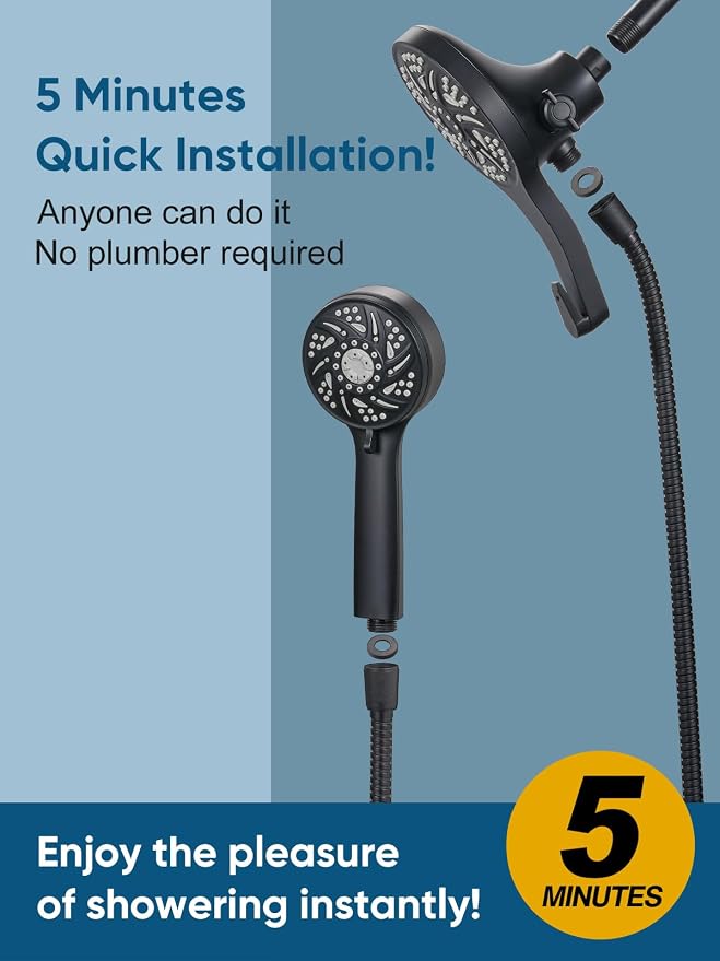 Cobbe High Pressure 3-Way Shower Head Combo, Hand Held Shower & Rain Shower - Image 8