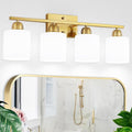 4 Light Gold Light Fixture Bathroom, Brushed Gold Vanity Light by FAISHILAN