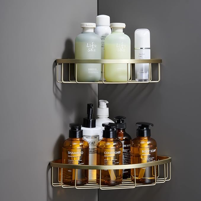 [2 Pack Bathroom Corner Shower Caddy Shelf Organizer, SUS304 Stainless Steel by GORDEE