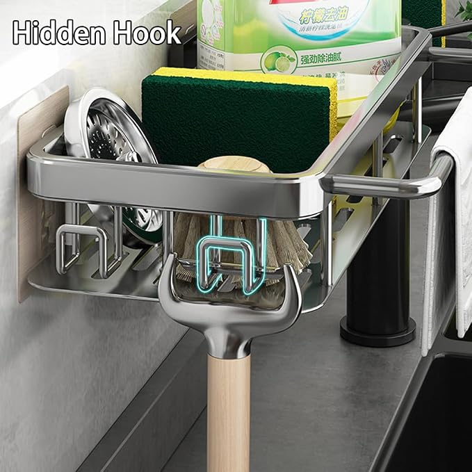 Kitchen Sink Drain Storage Rack Wall Mount Sponge Holder - Image 2