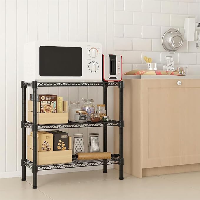 3 Tier Storage Racks Shelving, Heavy Steel Pantry Shelves, Adjustable Wire - Image 5