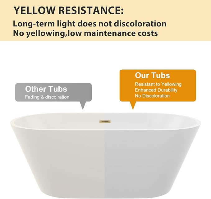 Logmey 59 In White Acrylic Freestanding Bathtub Oval Shape Soaking Tub - Image 7