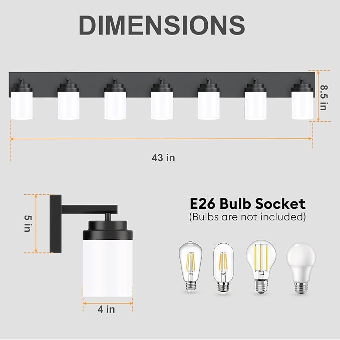 IZORRO Bathroom Vanity Light Fixture, 7-Light 51 Inch Matte Black Bathroom - Image 2
