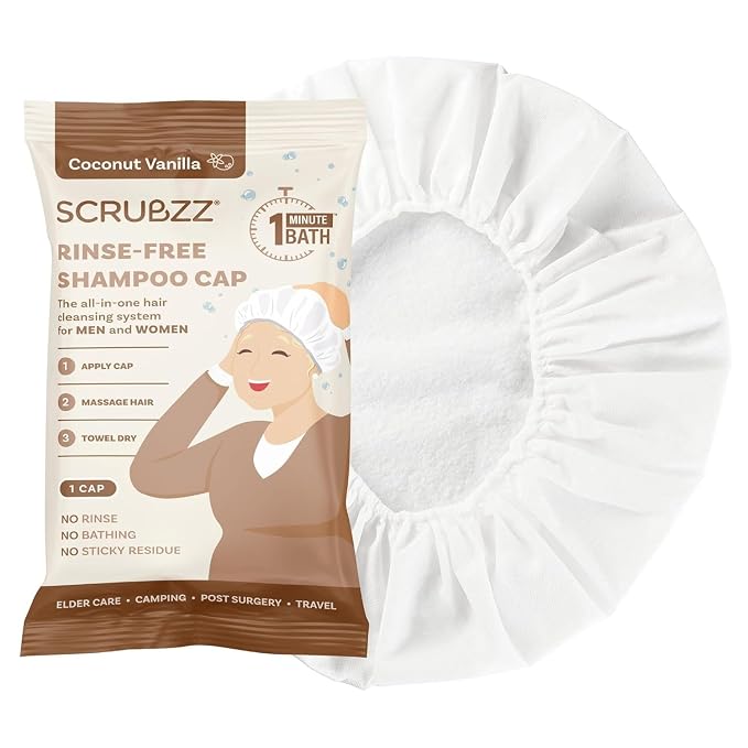 Scrubzz Shampoo Cap No Rinse for Elderly and Bedridden Patients, Rinse Free by Scrubzz