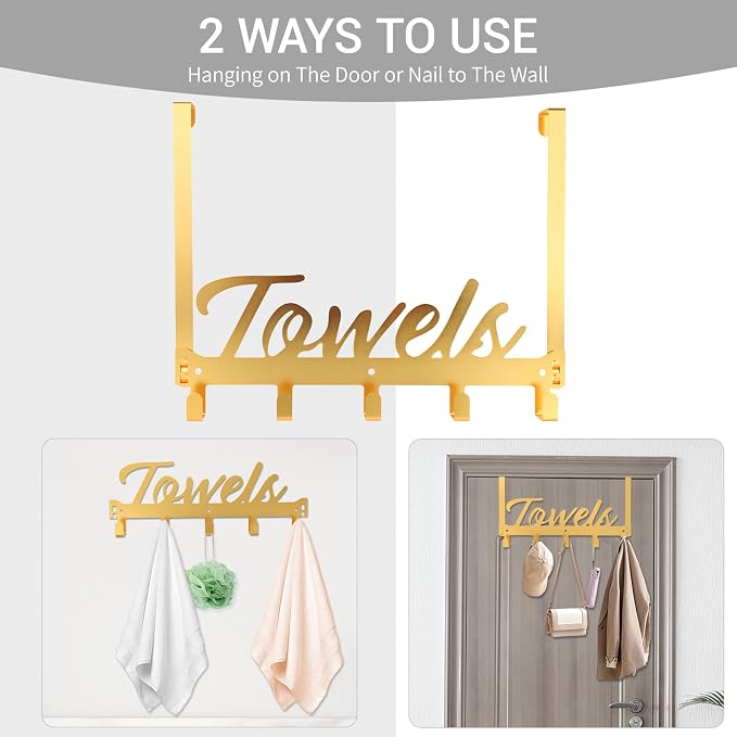 Over The Door Hooks, Towel Rack Towel Hooks - Image 4