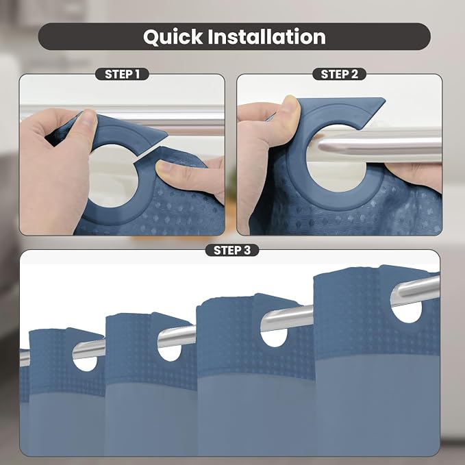 Inhousolu No Hook Shower Curtain - Image 3