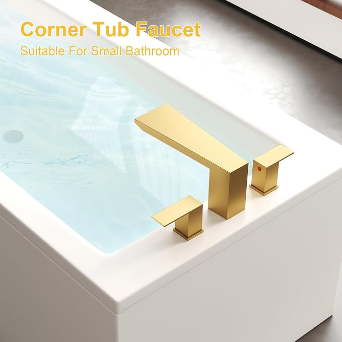 BESy Waterfall Roman Tub Faucets, Deck Mount Bathtub Faucets Set, Garden 3 - Image 4