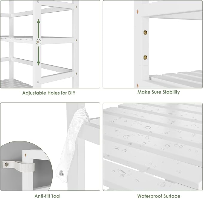 Bamjoy Bamboo Shelf, 6 Tier Bookcase Storage Shelves, Tall Book Rack Shelving - Image 7