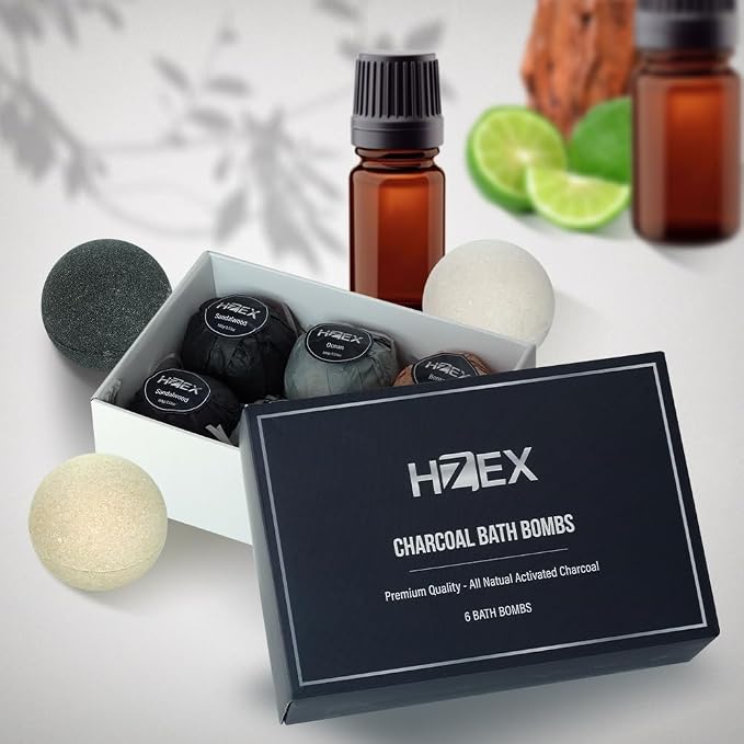 Charcoal Bath Bombs Gift Set – 6 Piece Natural Spa Fizzies - Image 6