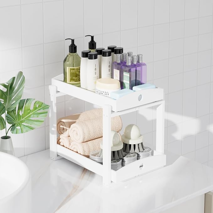 Bamboo Wood Under Sink Organizer 1 Pack, Pull Out Cabinet Organizer 2 Tier - Image 8