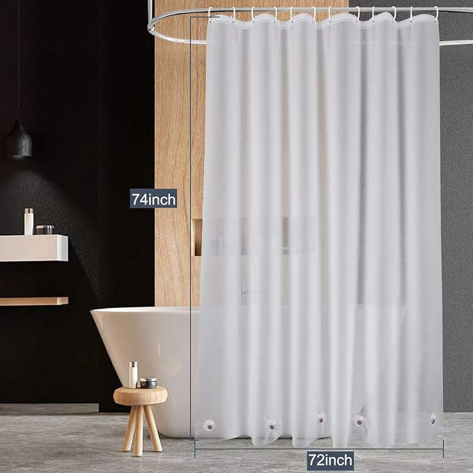 EurCross Frosted PEVA Plastic Shower Curtain Liner 74 inch Long Length - Image 2