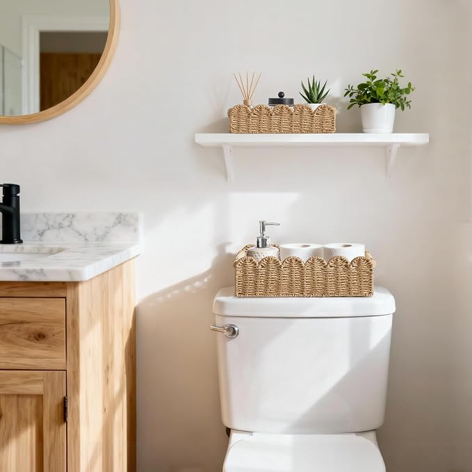 Dahey 2 Pcs Woven Paper Rope Toilet Paper Storage Basket - Image 2