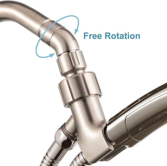 OFFO Shower Head Elbow Adapter, Brushed Nickel All Metal Handheld Shower Head - Image 5
