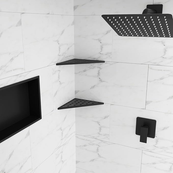 POPFLY 10 Inch Corner Shower Shelf 2 Pack, 304 Stainless Steel Matte Black - Image 9