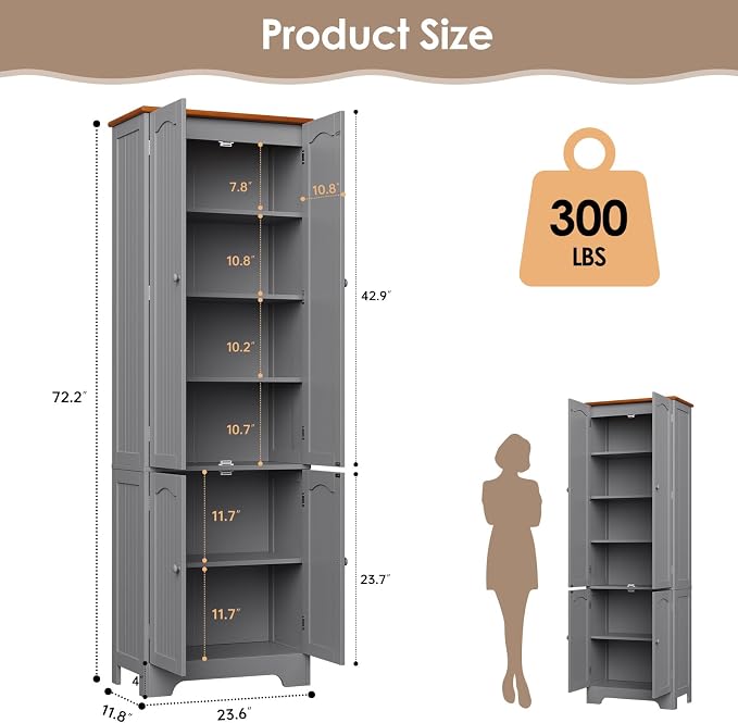 4 Door Pantry -72.2'' Kitchen Cabinet - Image 2