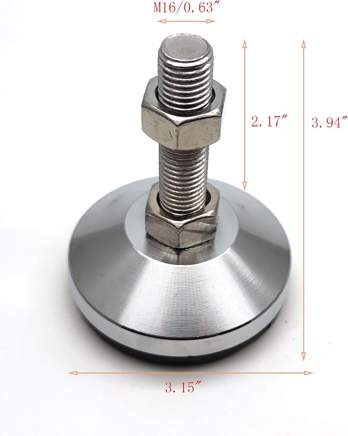 Leveler Feet, Cabinet Leveling Feet Adjustable 3.2" Base, M16 Thread, 2000 Lb - Image 2