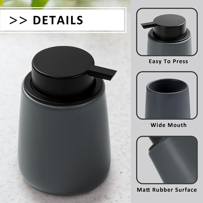 Soap Dispenser Ceramic with Easy-to-Press Pump Hand Lotion Liquid Dispenser - Image 8
