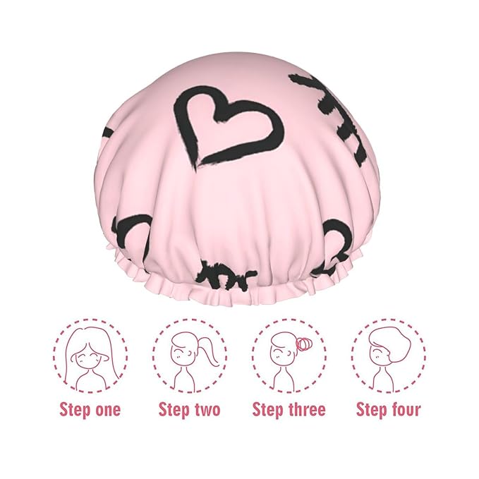 Eyelash and Heart Shower Cap for Women Reusable Waterproof Stylish Bath Hat - Image 7