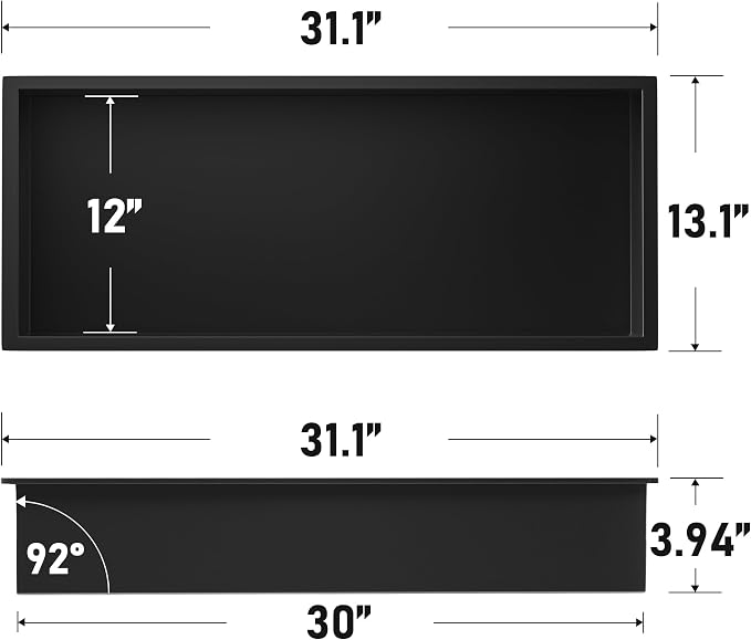 Stainless Steel Shower Niche 30" X 12" Matte Black No Tile Needed Horizontal - Image 3