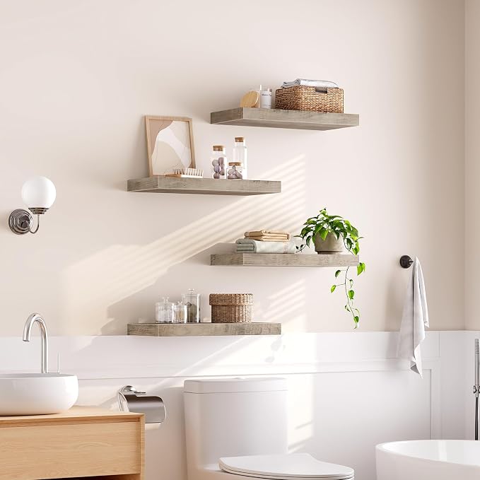 Floating Shelves for Wall, 1.5" Thick Wall Shelf Set of 4 - Image 2
