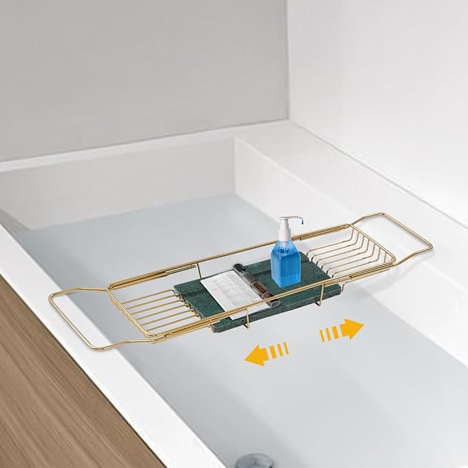 Bathtub Tray Caddy for Luxury Bath, Stainless Steel 26.8-35.4 in Expandable - Image 2