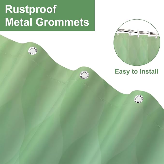 Green Ombre Shower Curtain, Modern Geometric Shower Curtain Set, Washable - Image 2