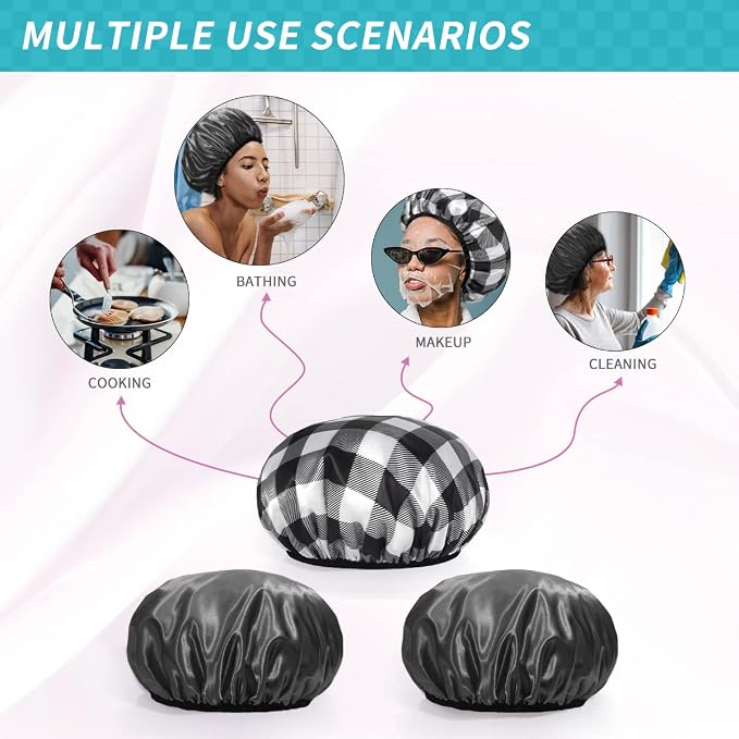 Aquior Shower Cap, Premium Soft Silky Satin Reusable Hair Cap - Image 7